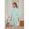 imageEkouaer Womens Pleated Nightgown Soft Sleep Shirt 34 Sleeve Pajama Dress Scoopneck Sleep Tee Nightshirt Sleepwear S3XLFloral Green