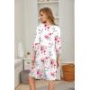 imageEkouaer Womens Pleated Nightgown Soft Sleep Shirt 34 Sleeve Pajama Dress Scoopneck Sleep Tee Nightshirt Sleepwear S3XLFloral Rose White