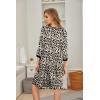 imageEkouaer Womens Pleated Nightgown Soft Sleep Shirt 34 Sleeve Pajama Dress Scoopneck Sleep Tee Nightshirt Sleepwear S3XLLeopard
