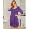 imageEkouaer Womens Pleated Nightgown Soft Sleep Shirt 34 Sleeve Pajama Dress Scoopneck Sleep Tee Nightshirt Sleepwear S3XLPurple