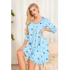 imageEkouaer Womens Pleated Nightgown Soft Sleep Shirt 34 Sleeve Pajama Dress Scoopneck Sleep Tee Nightshirt Sleepwear S3XLStar Moon Blue
