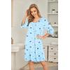 imageEkouaer Womens Pleated Nightgown Soft Sleep Shirt 34 Sleeve Pajama Dress Scoopneck Sleep Tee Nightshirt Sleepwear S3XLStar Moon Blue