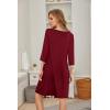 imageEkouaer Womens Pleated Nightgown Soft Sleep Shirt 34 Sleeve Pajama Dress Scoopneck Sleep Tee Nightshirt Sleepwear S3XLWine Red