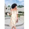imageEkouaer Womens Satin Silk Pleated Nightgown Loose Sleepwear Printed Nightshirt Short Sleeve Sleep DressChampagne Teddy