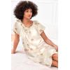 imageEkouaer Womens Satin Silk Pleated Nightgown Loose Sleepwear Printed Nightshirt Short Sleeve Sleep DressChampagne Teddy