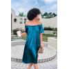 imageEkouaer Womens Satin Silk Pleated Nightgown Loose Sleepwear Printed Nightshirt Short Sleeve Sleep DressDeep Blue