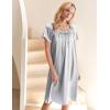 imageEkouaer Womens Satin Silk Pleated Nightgown Loose Sleepwear Printed Nightshirt Short Sleeve Sleep DressLight Grey