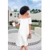 imageEkouaer Womens Satin Silk Pleated Nightgown Loose Sleepwear Printed Nightshirt Short Sleeve Sleep DressWhite