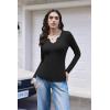 imageEkouaer Womens Thermal Long Sleeve Shirts VNeck Slim Fit Basic Going Out Ribbed Y2K TopsBlack