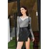 imageEkouaer Womens Thermal Long Sleeve Shirts VNeck Slim Fit Basic Going Out Ribbed Y2K TopsBlack White Stripe