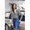 imageEkouaer Womens Thermal Long Sleeve Shirts VNeck Slim Fit Basic Going Out Ribbed Y2K TopsBlack White Stripe