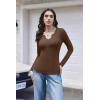 imageEkouaer Womens Thermal Long Sleeve Shirts VNeck Slim Fit Basic Going Out Ribbed Y2K TopsBrown
