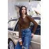 imageEkouaer Womens Thermal Long Sleeve Shirts VNeck Slim Fit Basic Going Out Ribbed Y2K TopsBrown
