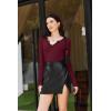 imageEkouaer Womens Thermal Long Sleeve Shirts VNeck Slim Fit Basic Going Out Ribbed Y2K TopsBurgundy