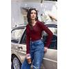 imageEkouaer Womens Thermal Long Sleeve Shirts VNeck Slim Fit Basic Going Out Ribbed Y2K TopsBurgundy