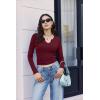 imageEkouaer Womens Thermal Long Sleeve Shirts VNeck Slim Fit Basic Going Out Ribbed Y2K TopsBurgundy