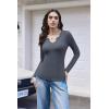imageEkouaer Womens Thermal Long Sleeve Shirts VNeck Slim Fit Basic Going Out Ribbed Y2K TopsDark Grey
