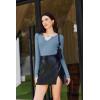 imageEkouaer Womens Thermal Long Sleeve Shirts VNeck Slim Fit Basic Going Out Ribbed Y2K TopsHaze Blue