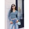 imageEkouaer Womens Thermal Long Sleeve Shirts VNeck Slim Fit Basic Going Out Ribbed Y2K TopsHaze Blue