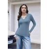 imageEkouaer Womens Thermal Long Sleeve Shirts VNeck Slim Fit Basic Going Out Ribbed Y2K TopsHaze Blue