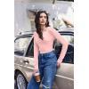 imageEkouaer Womens Thermal Long Sleeve Shirts VNeck Slim Fit Basic Going Out Ribbed Y2K TopsLight Pink
