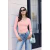 imageEkouaer Womens Thermal Long Sleeve Shirts VNeck Slim Fit Basic Going Out Ribbed Y2K TopsLight Pink