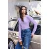 imageEkouaer Womens Thermal Long Sleeve Shirts VNeck Slim Fit Basic Going Out Ribbed Y2K TopsLight Purple