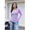 imageEkouaer Womens Thermal Long Sleeve Shirts VNeck Slim Fit Basic Going Out Ribbed Y2K TopsLight Purple