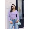 imageEkouaer Womens Thermal Long Sleeve Shirts VNeck Slim Fit Basic Going Out Ribbed Y2K TopsLight Purple