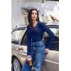 imageEkouaer Womens Thermal Long Sleeve Shirts VNeck Slim Fit Basic Going Out Ribbed Y2K TopsNavy