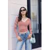 imageEkouaer Womens Thermal Long Sleeve Shirts VNeck Slim Fit Basic Going Out Ribbed Y2K TopsRed White Stripe