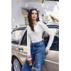 imageEkouaer Womens Thermal Long Sleeve Shirts VNeck Slim Fit Basic Going Out Ribbed Y2K TopsWhite