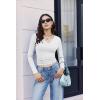imageEkouaer Womens Thermal Long Sleeve Shirts VNeck Slim Fit Basic Going Out Ribbed Y2K TopsWhite