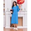 imageEkouaer Womens Zipper Robes Long Sleeve Loungewear Knee Length Housecoat Fleece Bathrobe with Pockets SXXLBlue