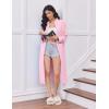 imageEkouaer Womens Zipper Robes Long Sleeve Loungewear Knee Length Housecoat Fleece Bathrobe with Pockets SXXLDark Pink