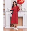 imageEkouaer Womens Zipper Robes Long Sleeve Loungewear Knee Length Housecoat Fleece Bathrobe with Pockets SXXLDark Red