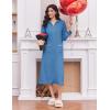 imageEkouaer Womens Zipper Robes Long Sleeve Loungewear Knee Length Housecoat Fleece Bathrobe with Pockets SXXLGrey Blue
