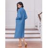 imageEkouaer Womens Zipper Robes Long Sleeve Loungewear Knee Length Housecoat Fleece Bathrobe with Pockets SXXLGrey Blue