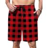 imageEkouaer Mens Pajama Shorts Soft Sleepwear Bottoms Elastic Waistband LoungewearPlaid Red