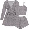imageEkouaer Womens 3 Piece Waffle Knit Lounge Set Soft Pajama Sets Tank Top and Shorts Cardigan with Pockets SXXLPink Flower
