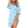 imageEkouaer Womens Pleated Nightgown Soft Sleep Shirt 34 Sleeve Pajama Dress Scoopneck Sleep Tee Nightshirt Sleepwear S3XLStar Moon Blue
