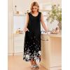 imageEkouaer Nightgowns for Women Sleeveless Sleepshirt Long Print House Dress Tank Nightshirt Maxi Casual Dress with PocketsFlower Black