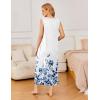 imageEkouaer Nightgowns for Women Sleeveless Sleepshirt Long Print House Dress Tank Nightshirt Maxi Casual Dress with PocketsLeaf
