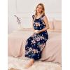 imageEkouaer Nightgowns for Women Sleeveless Sleepshirt Long Print House Dress Tank Nightshirt Maxi Casual Dress with PocketsNavy Blue Orange Flower