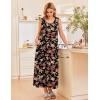 imageEkouaer Nightgowns for Women Sleeveless Sleepshirt Long Print House Dress Tank Nightshirt Maxi Casual Dress with PocketsRed Black Flower