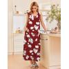 imageEkouaer Nightgowns for Women Sleeveless Sleepshirt Long Print House Dress Tank Nightshirt Maxi Casual Dress with PocketsRed Flower