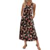 imageEkouaer Nightgowns for Women Sleeveless Sleepshirt Long Print House Dress Tank Nightshirt Maxi Casual Dress with PocketsRed Black Flower