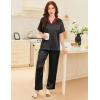 imageEkouaer Satin Pajamas Set for Women Silk Button Down Sleepwear Short Sleeve Loungewear 2 Pieces NightwearBlack