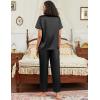imageEkouaer Satin Pajamas Set for Women Silk Button Down Sleepwear Short Sleeve Loungewear 2 Pieces NightwearBlack