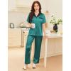 imageEkouaer Satin Pajamas Set for Women Silk Button Down Sleepwear Short Sleeve Loungewear 2 Pieces NightwearBlue Green